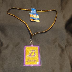 New LA Lakers Beaded Lanyard~ID~Wallet~Glitter~NBA~Ticket Holder